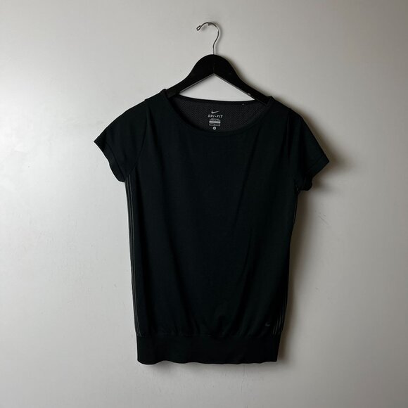 Nike Dri-Fit T Shirt Womens Black Medium M Sportswear Athletic Minimal Plain Tee - Picture 7 of 10